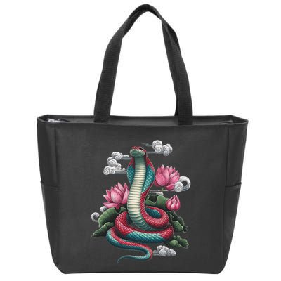 Year Of The Snake 2025 Cool Snake Graphic Art Zip Tote Bag