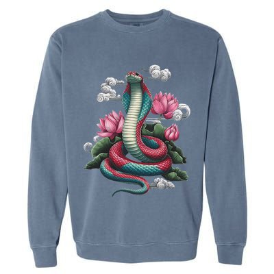 Year Of The Snake 2025 Cool Snake Graphic Art Garment-Dyed Sweatshirt