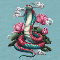 Year Of The Snake 2025 Cool Snake Graphic Art Sueded Cloud Jersey T-Shirt