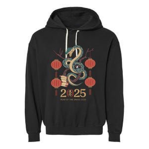 Year Of The Snake 2025 Chinese Zodiac Chinese New Year Garment-Dyed Fleece Hoodie