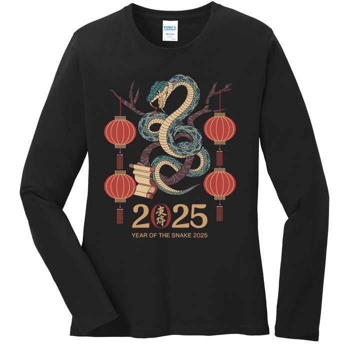 Year Of The Snake 2025 Chinese Zodiac Chinese New Year Ladies Long Sleeve Shirt