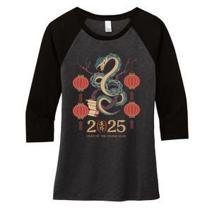 Year Of The Snake 2025 Chinese Zodiac Chinese New Year Women's Tri-Blend 3/4-Sleeve Raglan Shirt