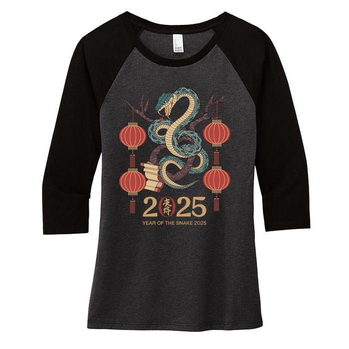 Year Of The Snake 2025 Chinese Zodiac Chinese New Year Women's Tri-Blend 3/4-Sleeve Raglan Shirt