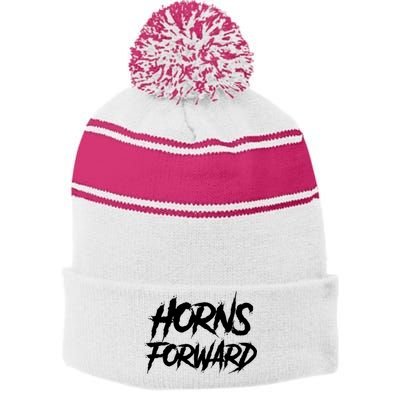 Yellow Out The Dome Brahmas San Antonio Football Stripe Pom Pom Beanie