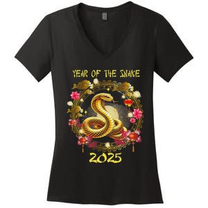 Year Of The Snake 2025 Chinese New Year 2025 Lunar New Year Women's V-Neck T-Shirt