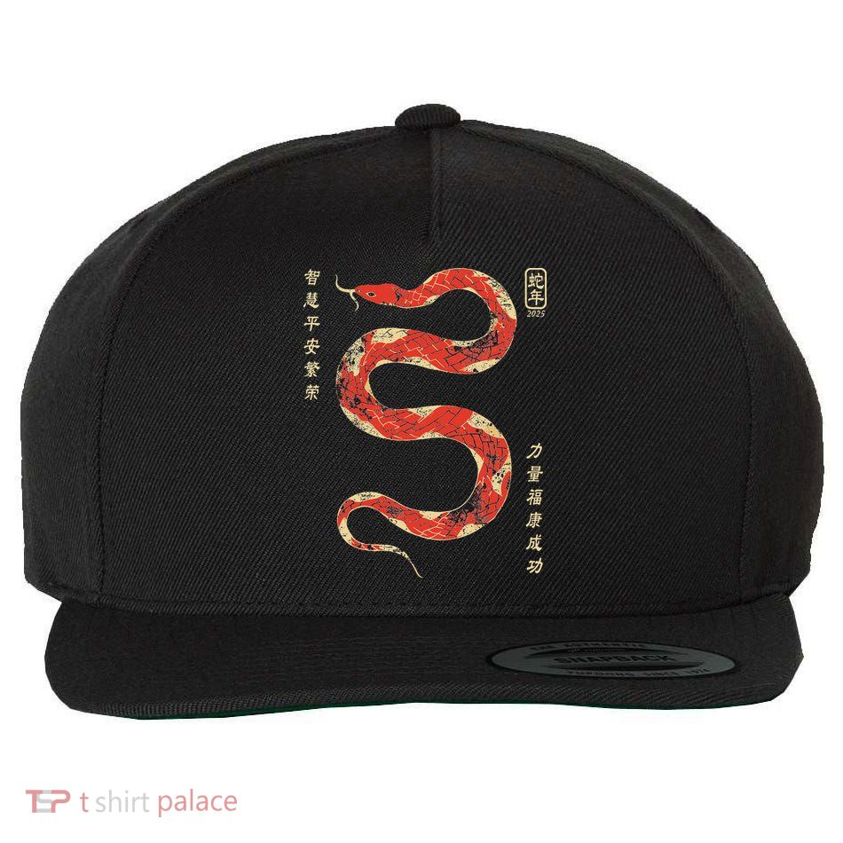 Year Of The Snake 2025 Chinese New Year Wool Snapback Cap