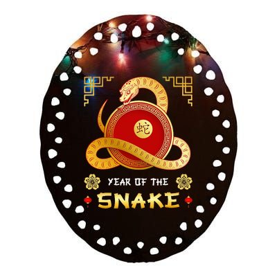 Year Of The Snake 2025 Lunar New Year Chinese New Year 2025 Ceramic Oval Ornament