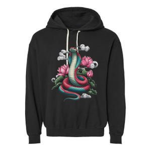 Year Of The Snake 2025 Cool Snake Garment-Dyed Fleece Hoodie