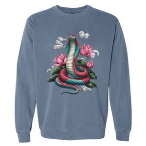 Year Of The Snake 2025 Cool Snake Garment-Dyed Sweatshirt