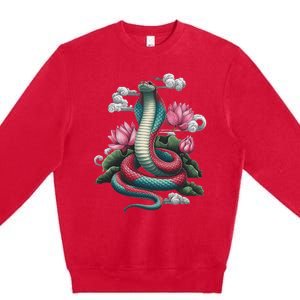 Year Of The Snake 2025 Cool Snake Premium Crewneck Sweatshirt