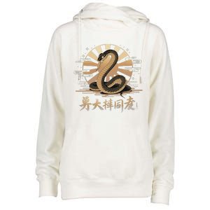 Year Of The Snake 2025 Lunar New Year Chinese Art Womens Funnel Neck Pullover Hood