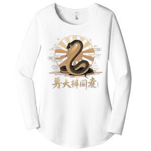 Year Of The Snake 2025 Lunar New Year Chinese Art Women's Perfect Tri Tunic Long Sleeve Shirt