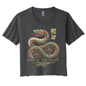 Year Of The Snake 2025 Chinese New Year Women's Crop Top Tee