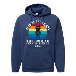 Year Of The Cicada Double Emergence Brood Xiii Brood Xix 2024 Performance Fleece Hoodie