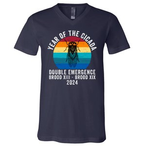 Year Of The Cicada Double Emergence Brood Xiii Brood Xix 2024 V-Neck T-Shirt