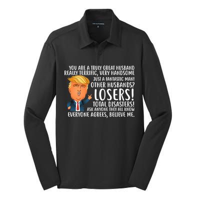 You Are A Truly Great Husband Donald Trump Silk Touch Performance Long Sleeve Polo