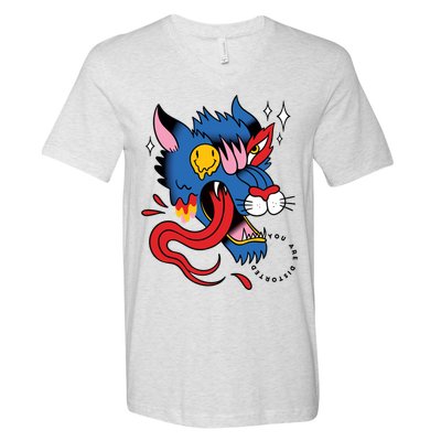 You Are Distorted Funny Wolf V-Neck T-Shirt