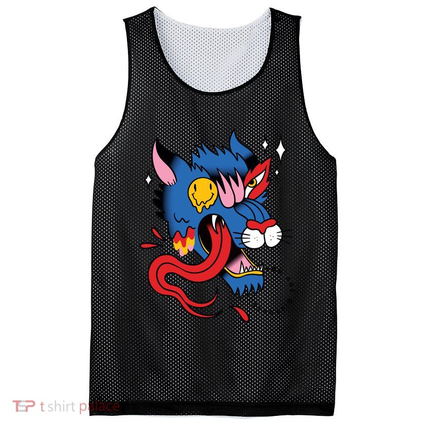 You Are Distorted Funny Wolf Mesh Reversible Basketball Jersey Tank