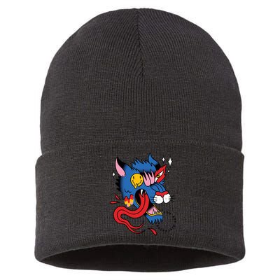 You Are Distorted Funny Wolf Sustainable Knit Beanie