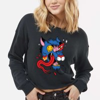 You Are Distorted Funny Wolf Cropped Pullover Crew