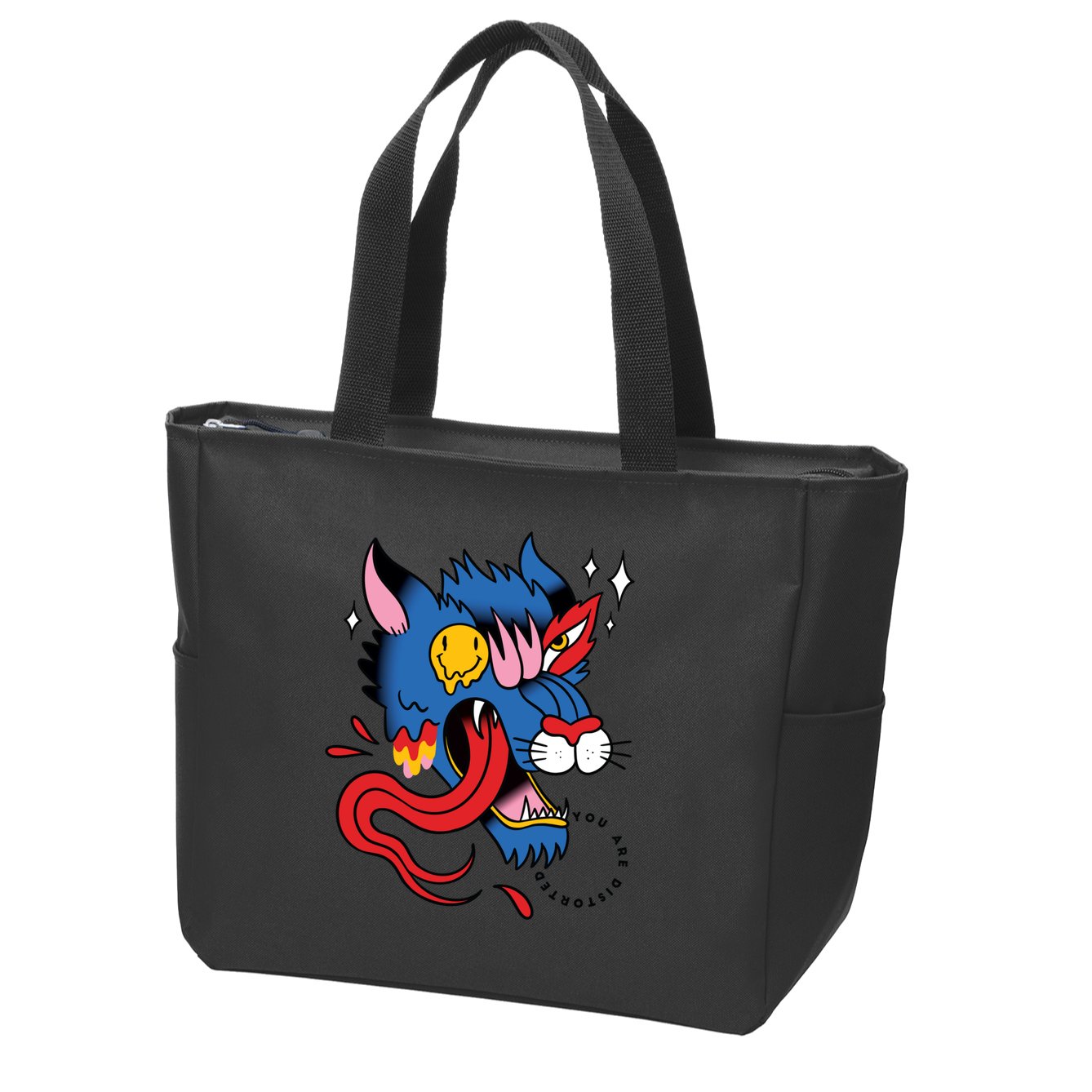 You Are Distorted Funny Wolf Zip Tote Bag