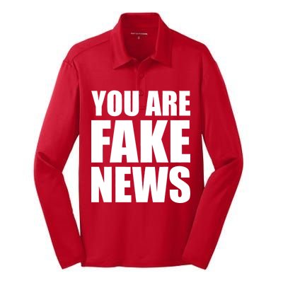 You Are Fake News #FAKENEWS Silk Touch Performance Long Sleeve Polo