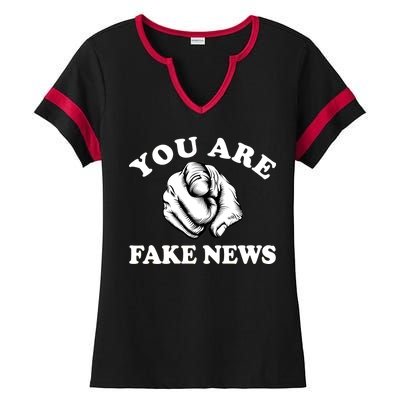 You Are Fake News Funny Trump Political Ladies Halftime Notch Neck Tee