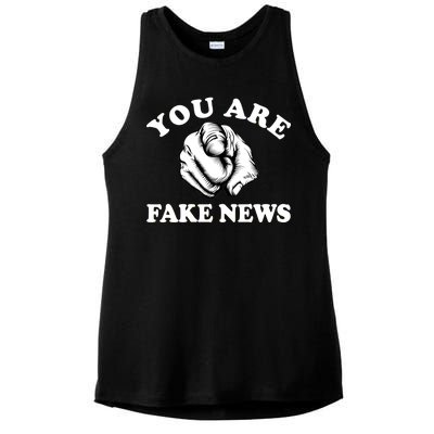 You Are Fake News Funny Trump Political Ladies PosiCharge Tri-Blend Wicking Tank