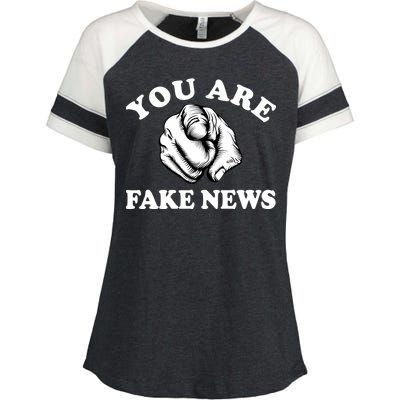 You Are Fake News Funny Trump Political Enza Ladies Jersey Colorblock Tee