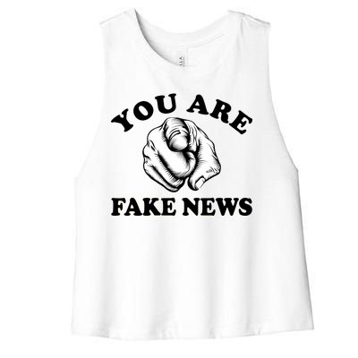 You Are Fake News Funny Trump Political Women's Racerback Cropped Tank