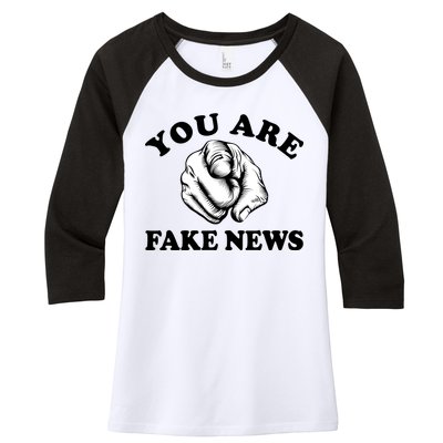 You Are Fake News Funny Trump Political Women's Tri-Blend 3/4-Sleeve Raglan Shirt