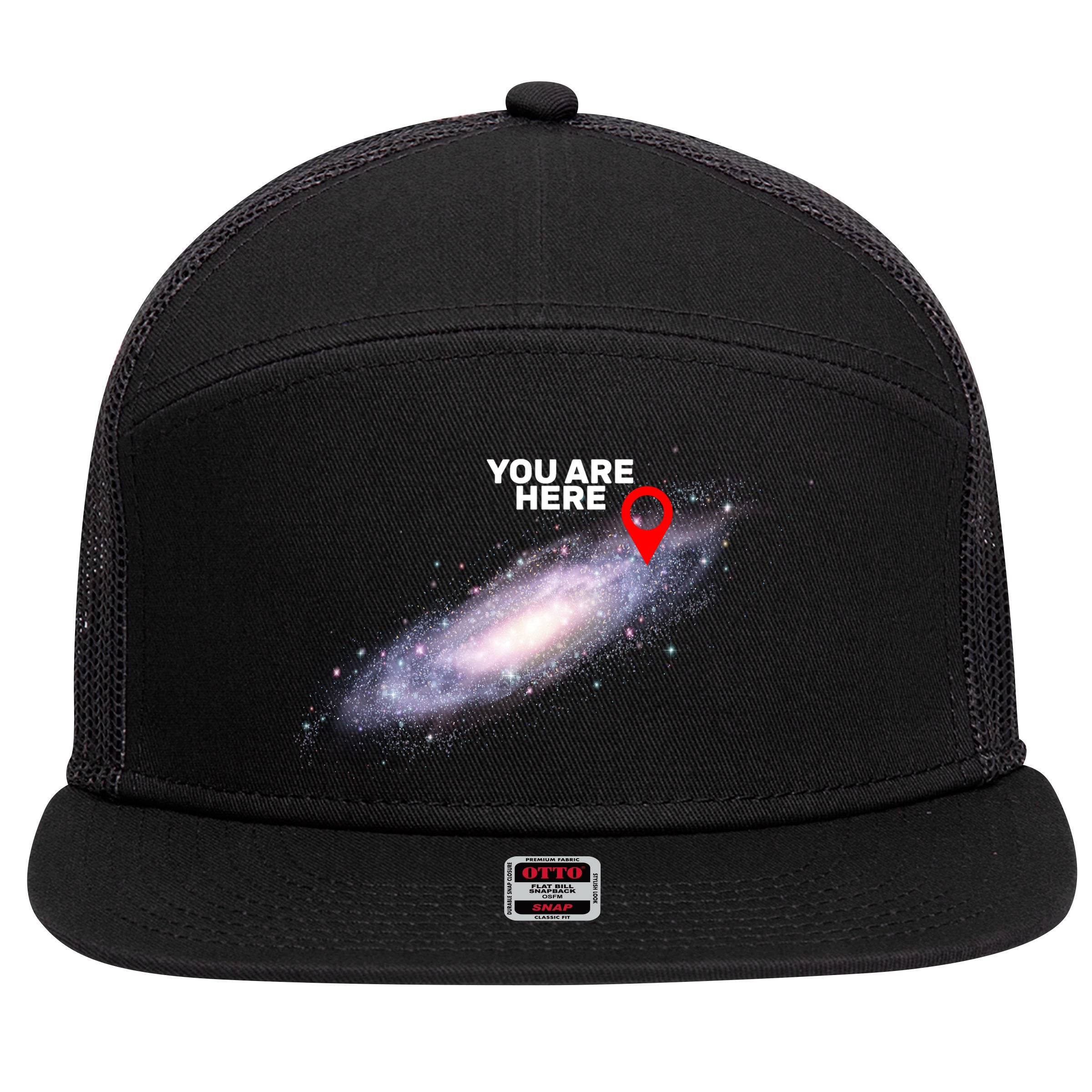 You are Here Galaxy 7 Panel Mesh Trucker Snapback Hat