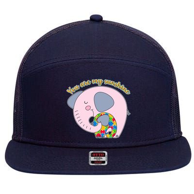 You Are My Sunshine Autism Awareness 7 Panel Mesh Trucker Snapback Hat