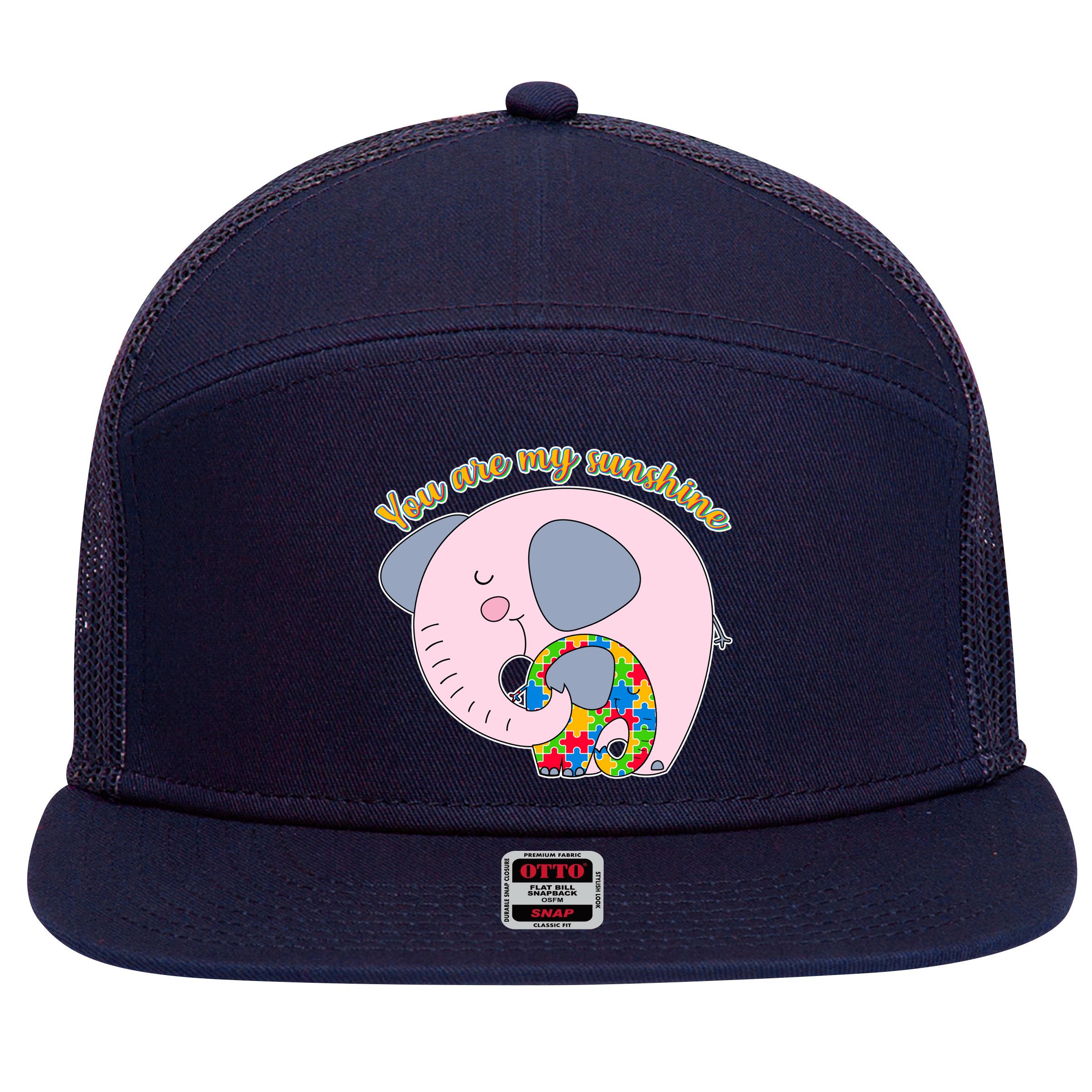 You Are My Sunshine Autism Awareness 7 Panel Mesh Trucker Snapback Hat