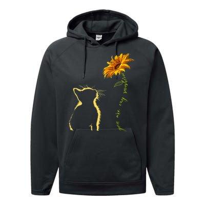 You Are My Sunshine Cat Sunflower Performance Fleece Hoodie