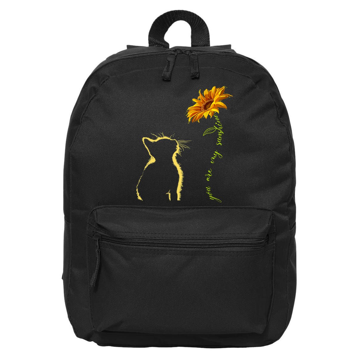 You Are My Sunshine Cat Sunflower 16 in Basic Backpack
