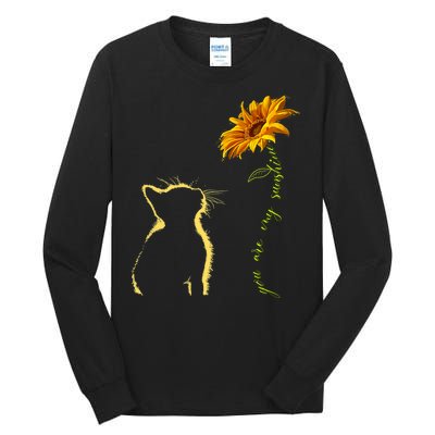 You Are My Sunshine Cat Sunflower Tall Long Sleeve T-Shirt