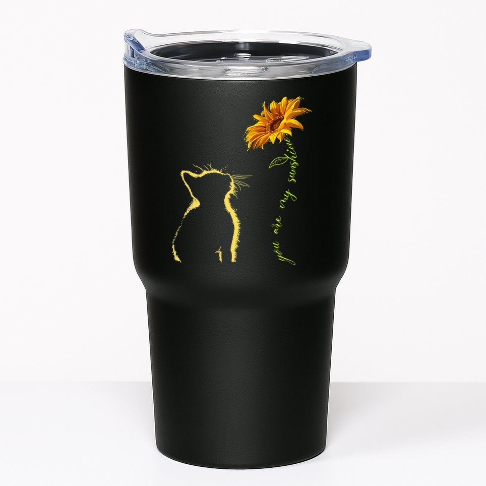 You Are My Sunshine Cat Sunflower Tumbler