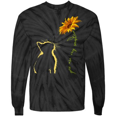 You Are My Sunshine Cat Sunflower Tie-Dye Long Sleeve Shirt