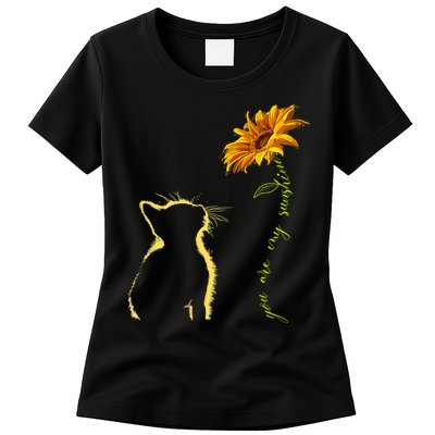 You Are My Sunshine Cat Sunflower Womens T-Shirt
