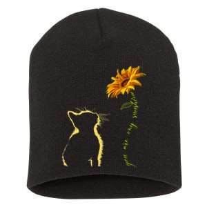 You Are My Sunshine Cat Sunflower Short Acrylic Beanie