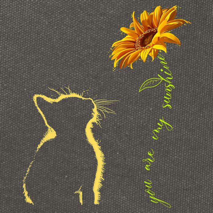 You Are My Sunshine Cat Sunflower Cotton Canvas Backpack