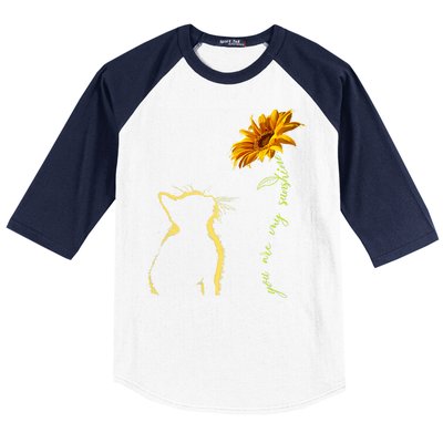 You Are My Sunshine Cat Sunflower Baseball Sleeve Shirt