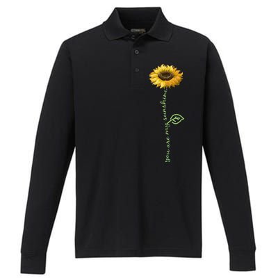 You Are My Sunshine Hippie Sunflower Performance Long Sleeve Polo