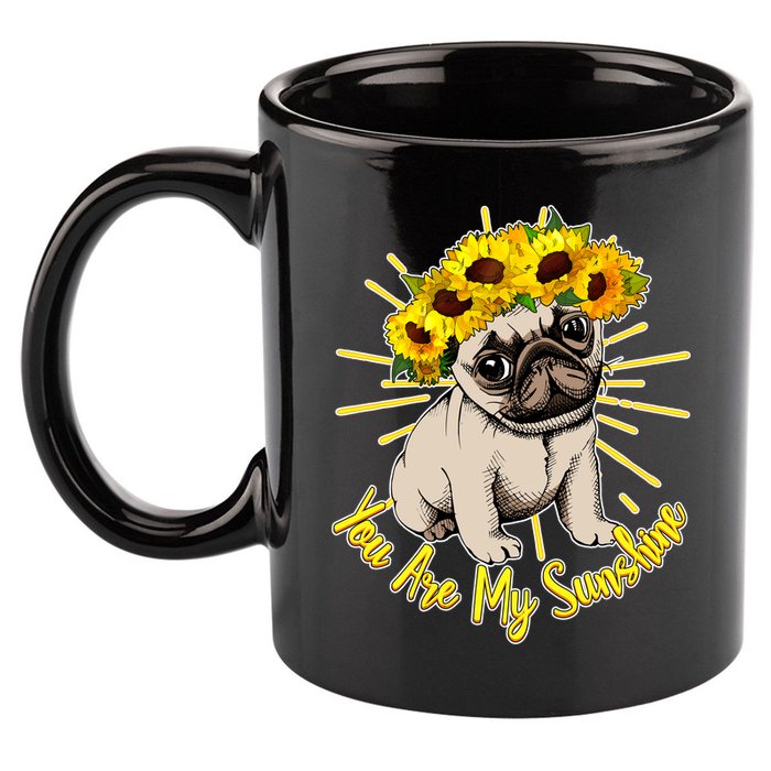 You Are My Sunshine Sunflower Pug 11oz C Handle Ceramic Mug