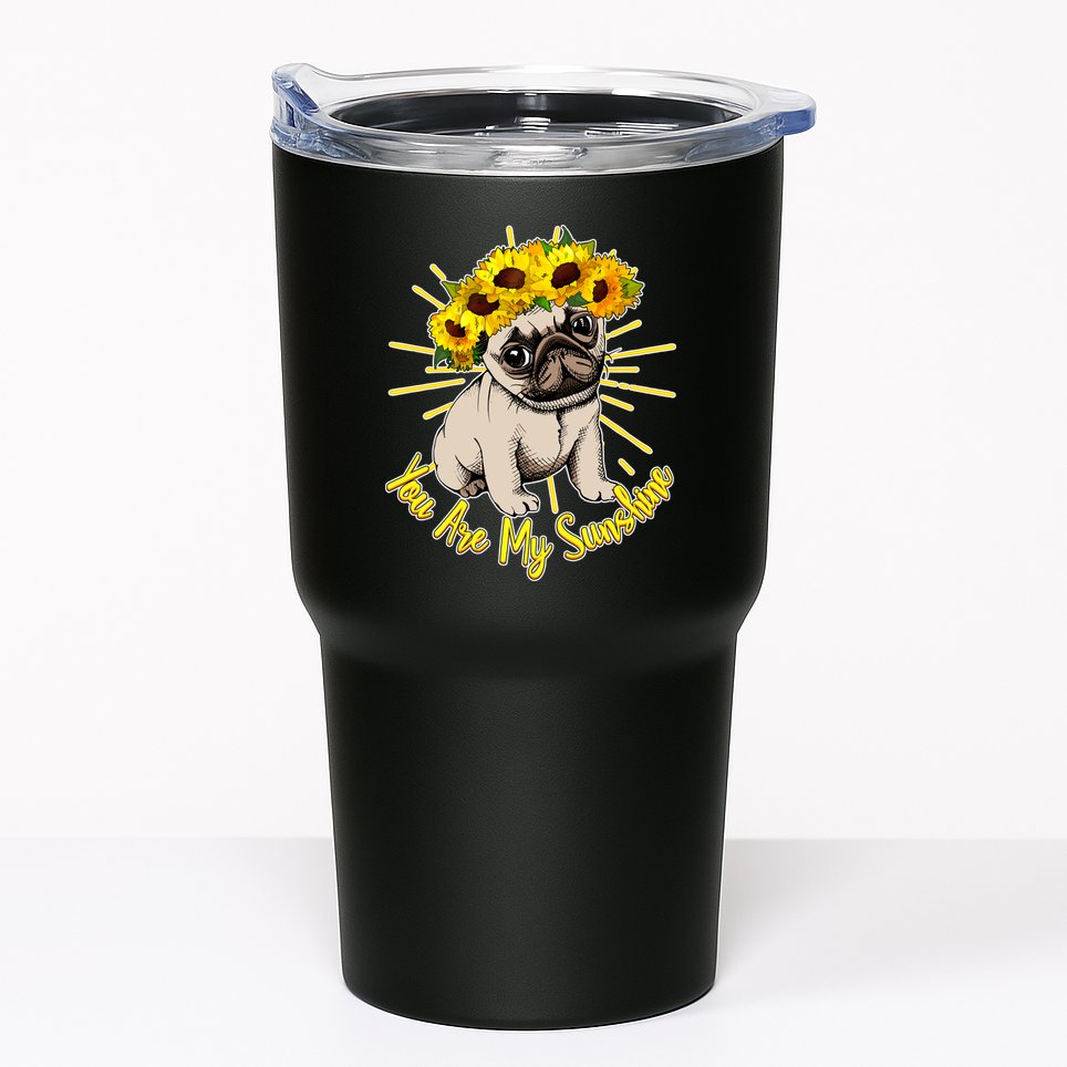 You Are My Sunshine Sunflower Pug Tumbler