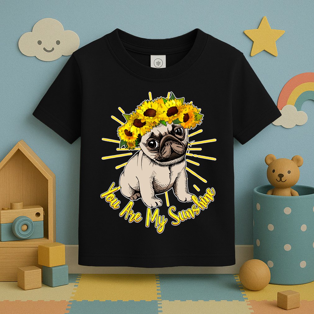 You Are My Sunshine Sunflower Pug Toddler T-Shirt