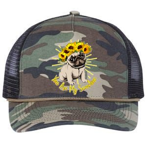 You Are My Sunshine Sunflower Pug Retro Rope Trucker Hat Cap