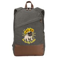 You Are My Sunshine Sunflower Pug Cotton Canvas Backpack
