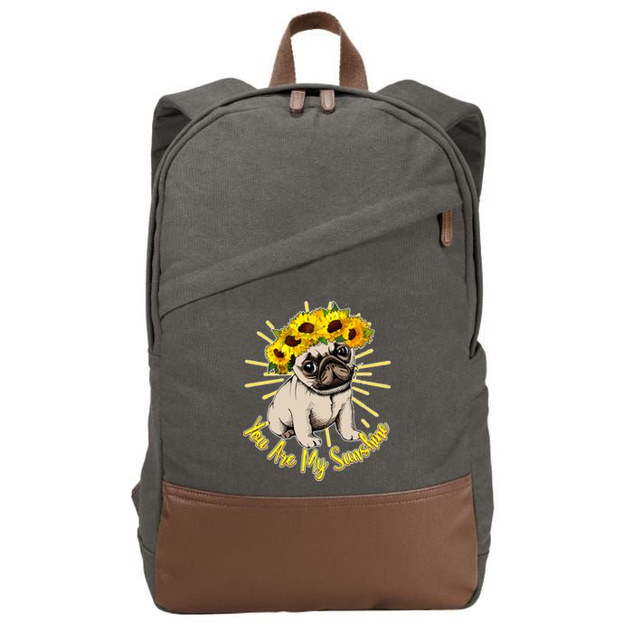 You Are My Sunshine Sunflower Pug Cotton Canvas Backpack